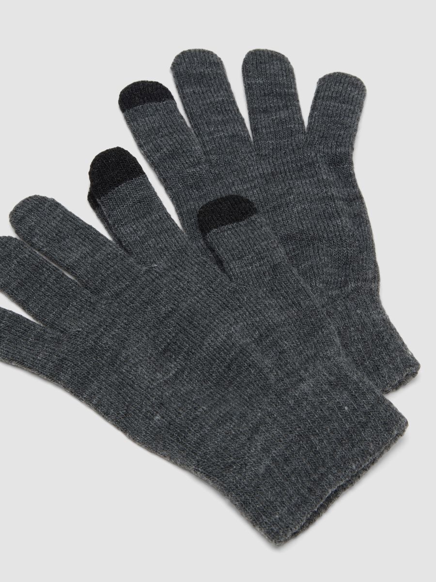 Grey knitted stretch-fabric gloves_2