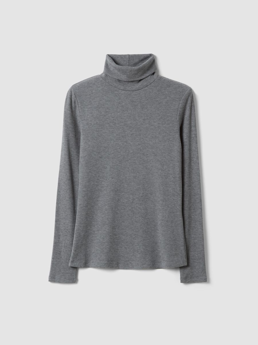 Grey stretch viscose crew-neck jumper, regular fit_0