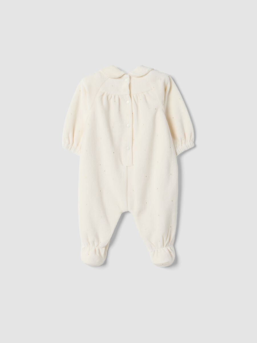 Off-white organic cotton-blend babygrow with feet_1
