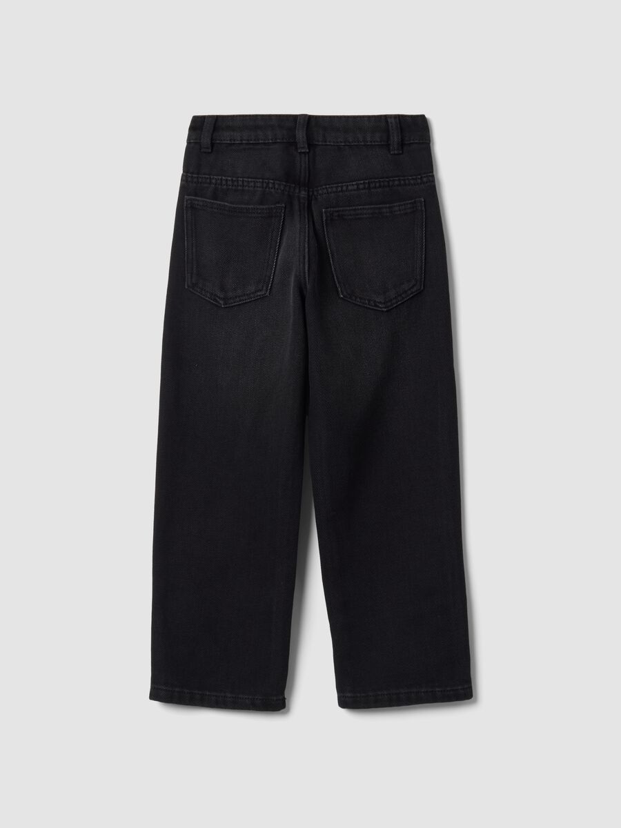 Jeans neri wide leg in misto cotone e viscosa per bambino_6