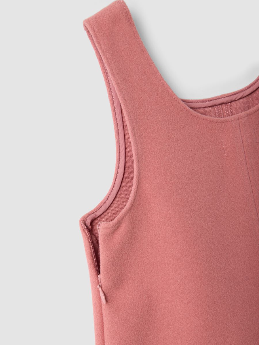 Dusty pink dress with crew neck and bow_2