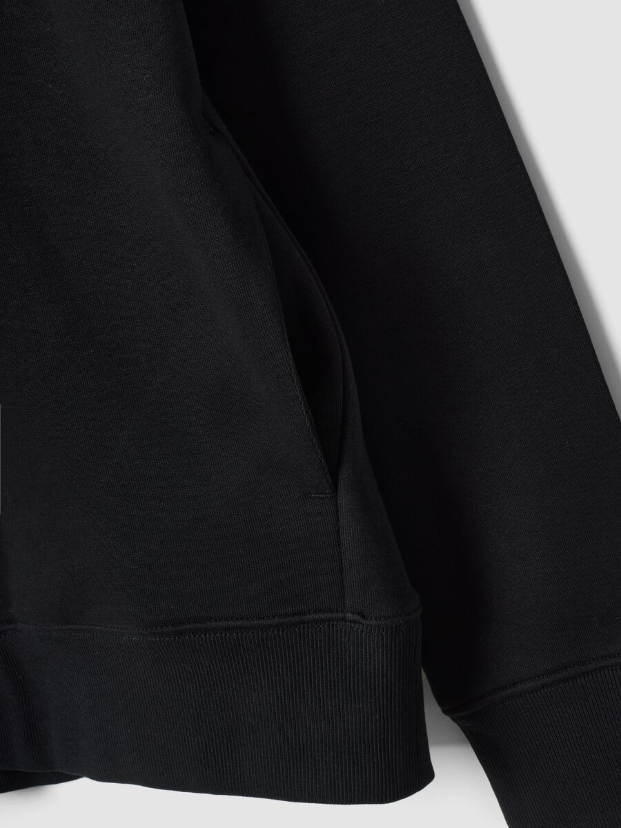 Black cotton-blend half-zip sweatshirt with crew neck_1