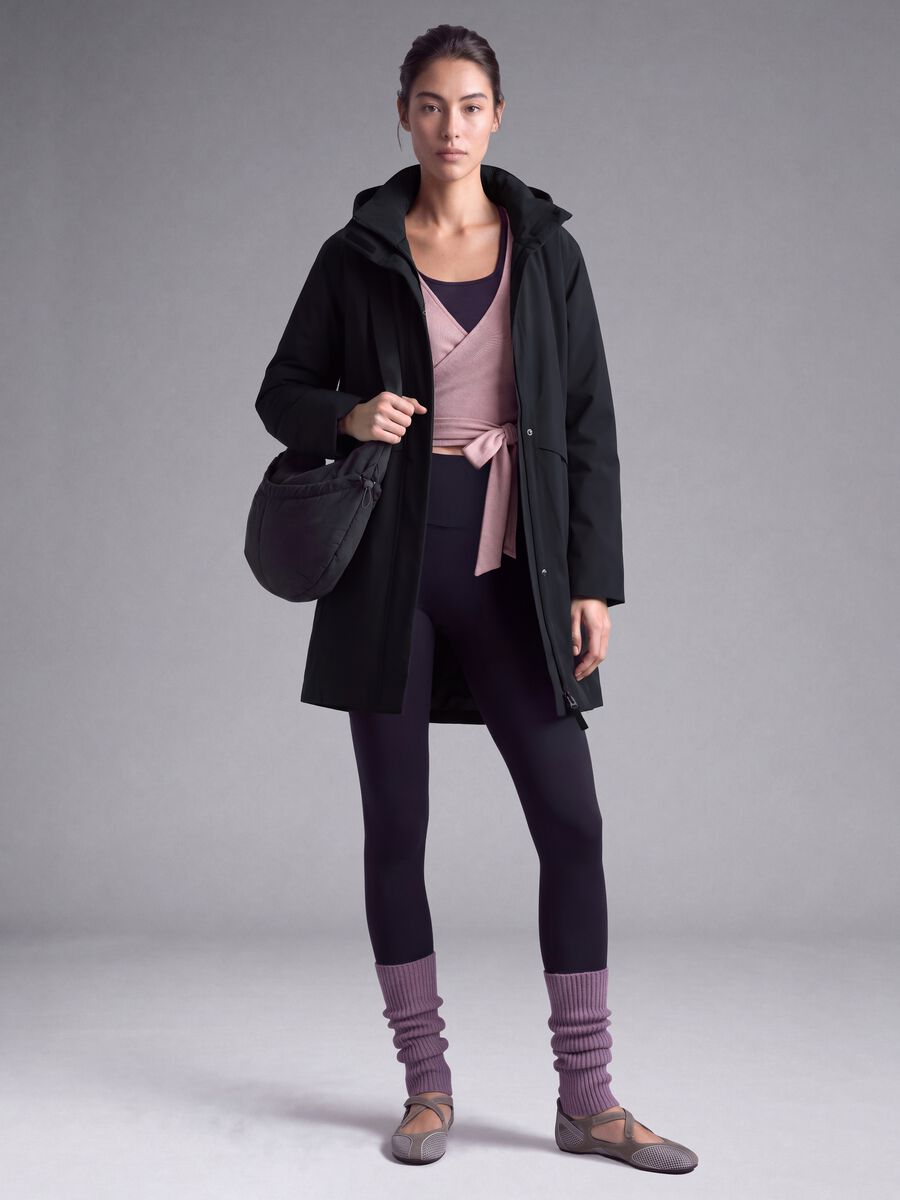 Giacca nera idrorepellente con cappuccio e zip regular fit ALTAVIA STUDIO_0