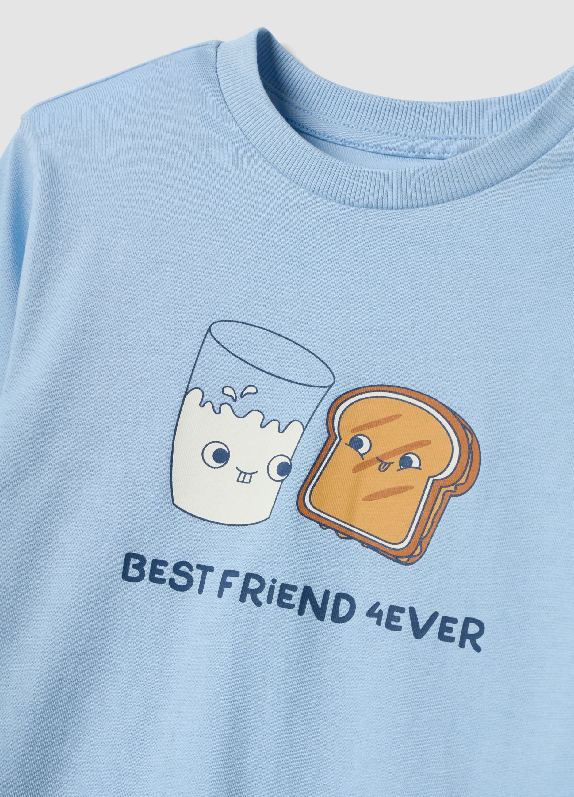 بيجاما زرقاء فاتحة من قطن عضوي 100% بطباعة "Best Friend 4 Ever"