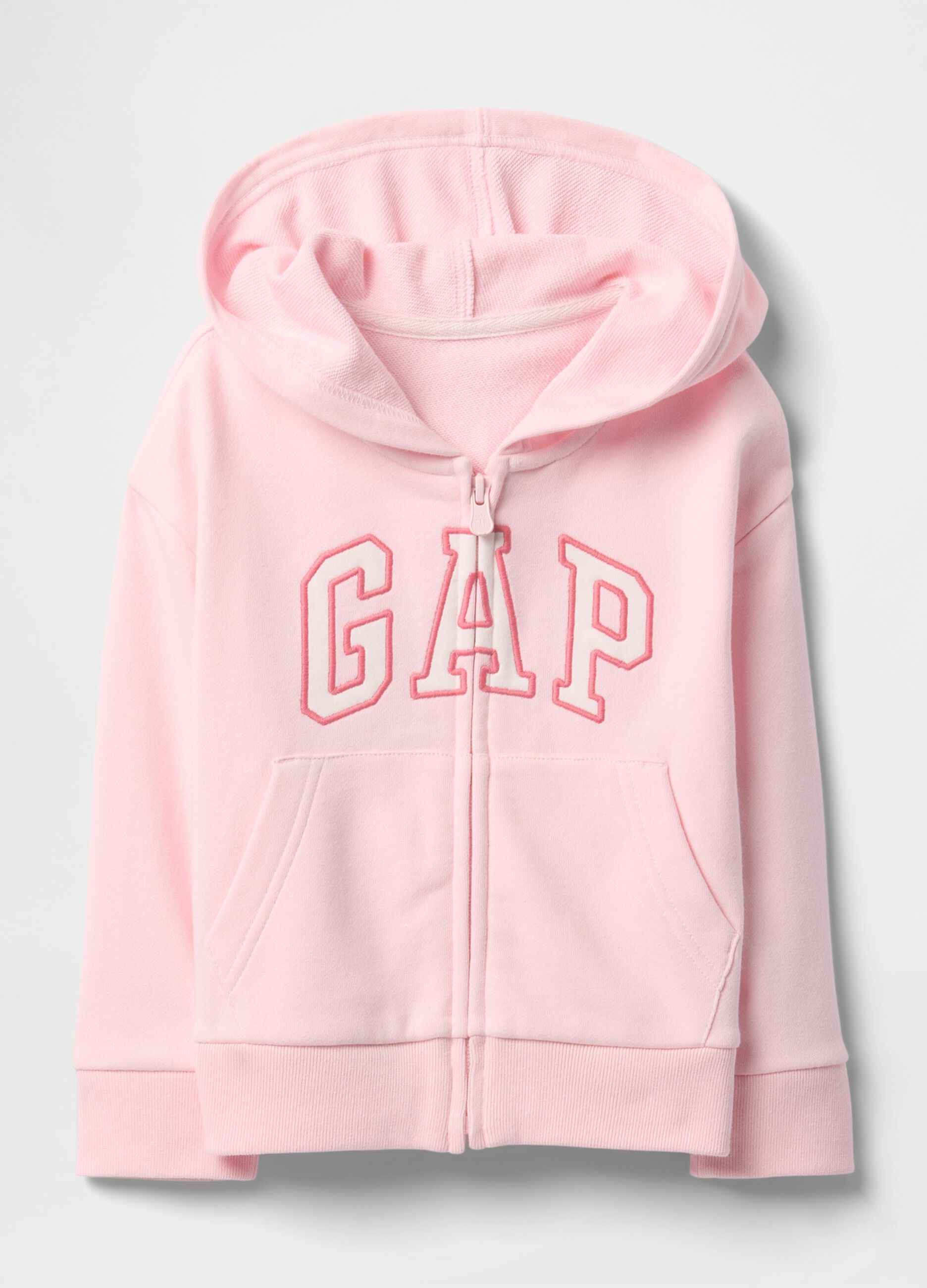 Pink cotton blend baby sweatshirt regular fit with zip and logo