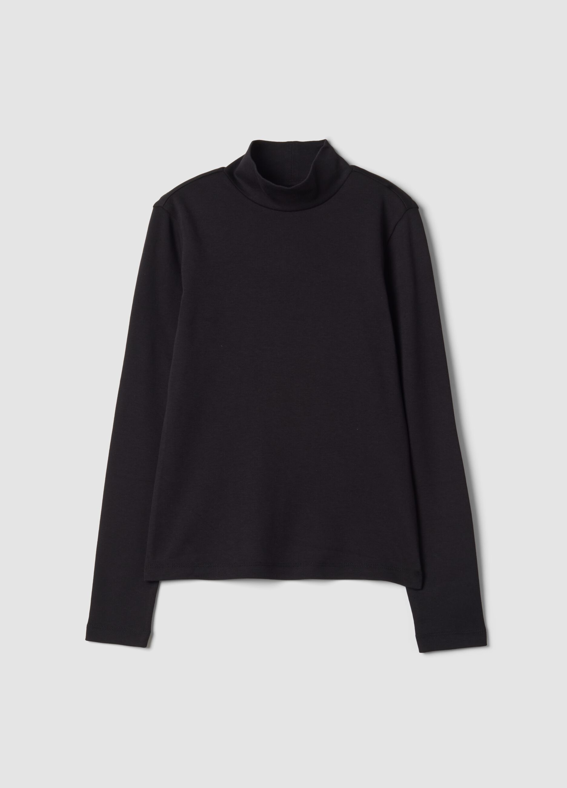 Black pure organic cotton top with high neck