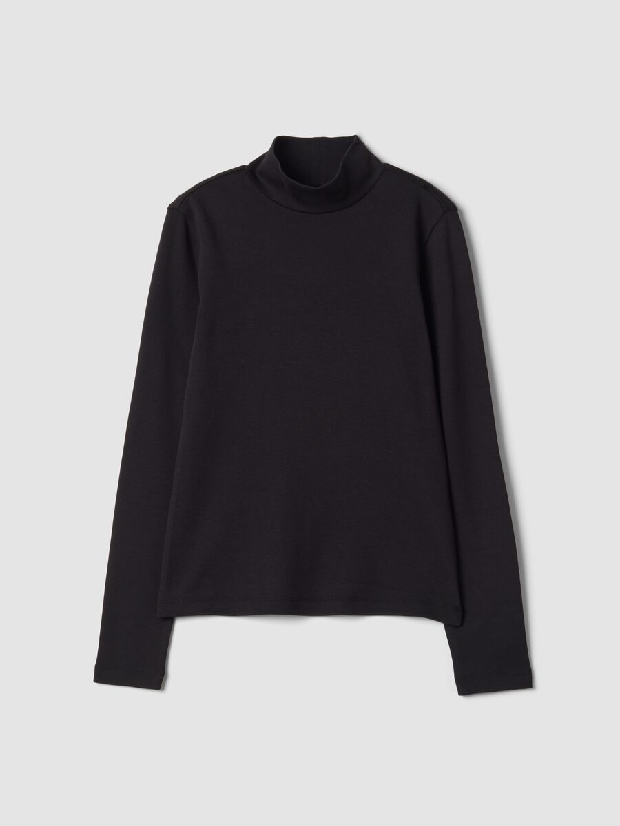 Black pure organic cotton top with high neck_3