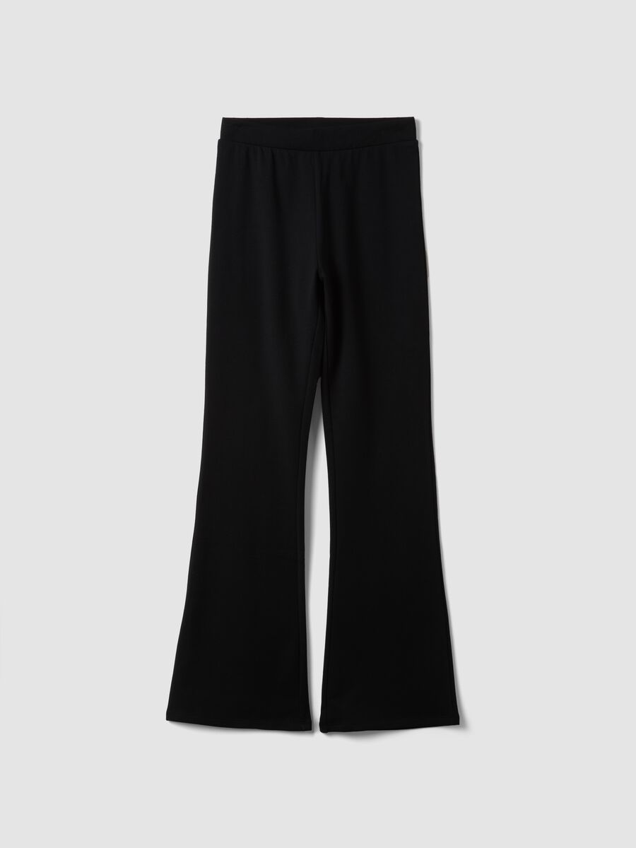 Black flared leggings in stretch cotton_0