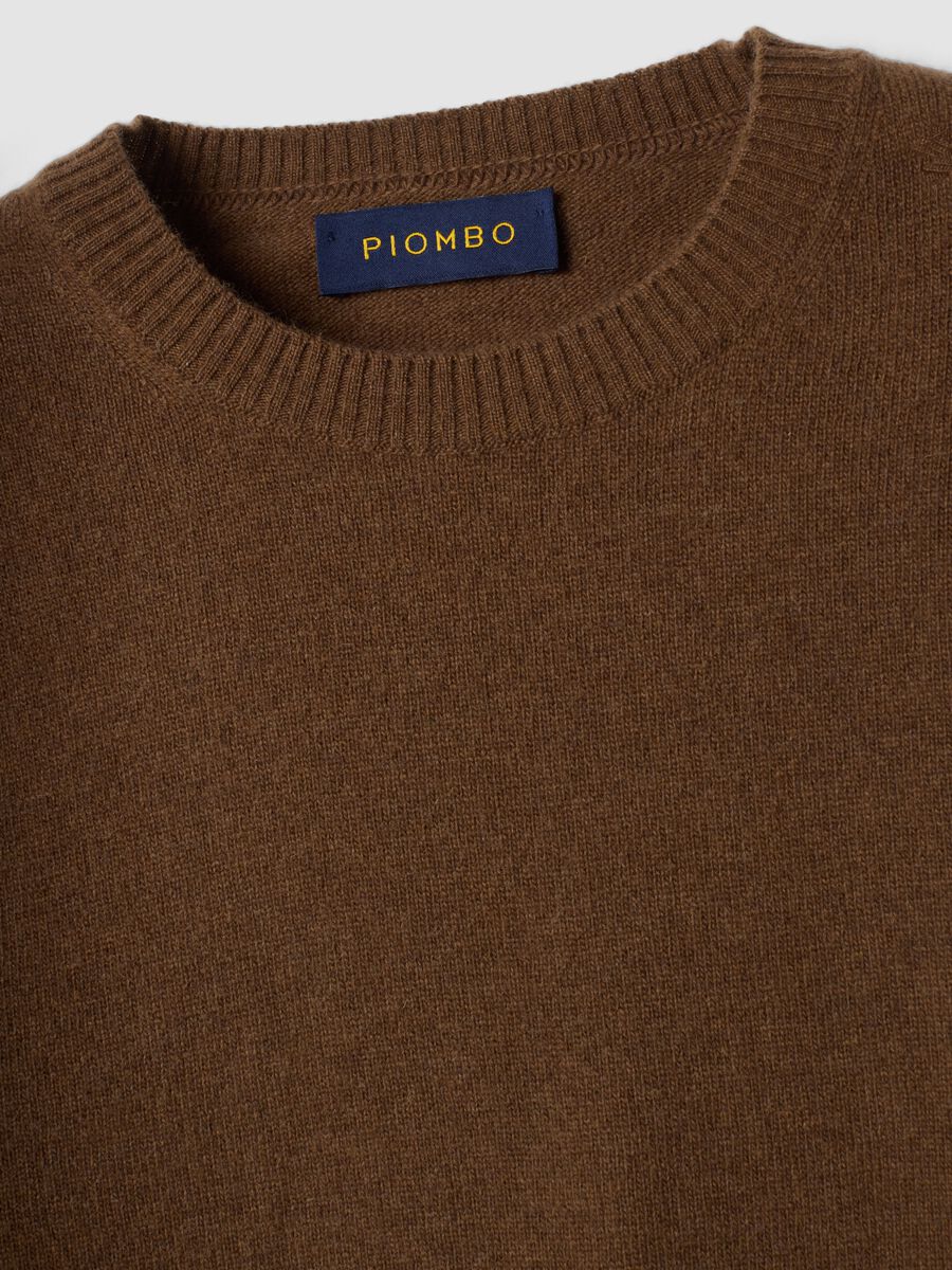 Brown pure wool crew-neck jumper, regular fit_1
