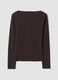 Brown stretch viscose crew-neck T-shirt_1