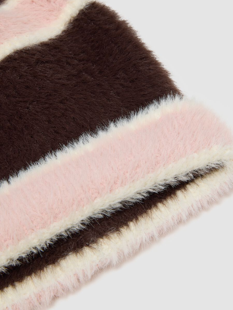 Brown and pink striped viscose-blend hat_1