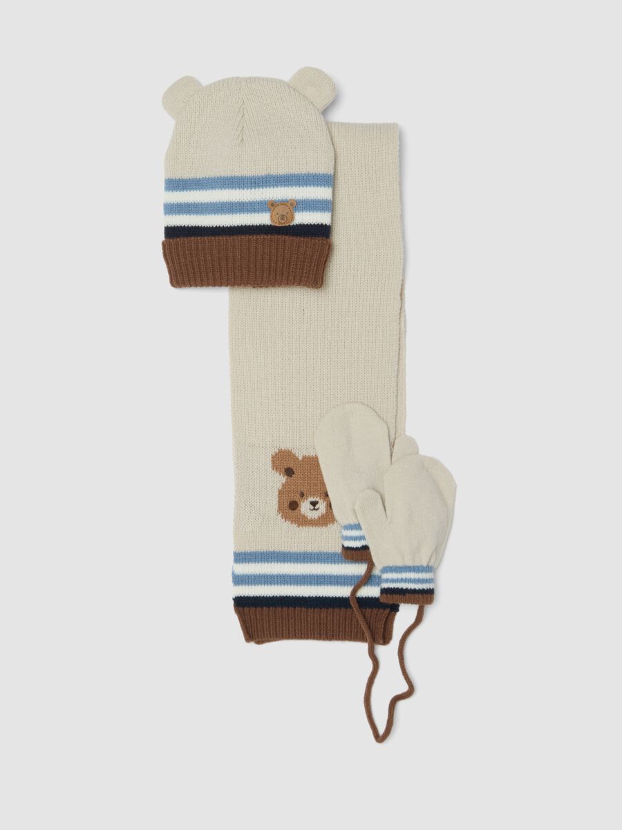 Beige set with hat, scarf and gloves_0