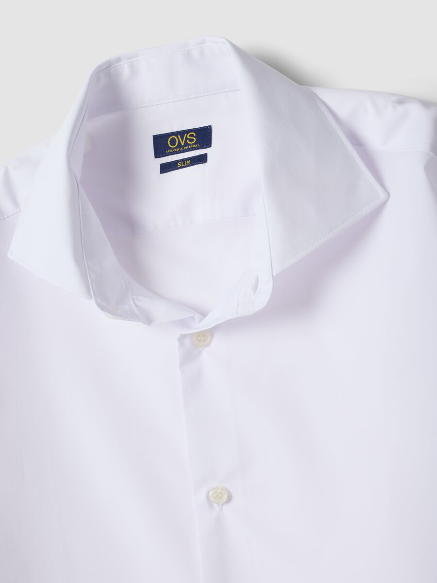 White lyocell-blend shirt with French collar, easy iron_1