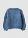 Blue crew-neck knitted jumper with floral pattern_1