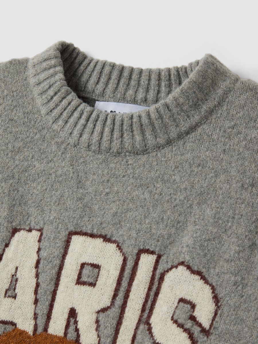 Grey stretch viscose jacquard crew-neck jumper_1