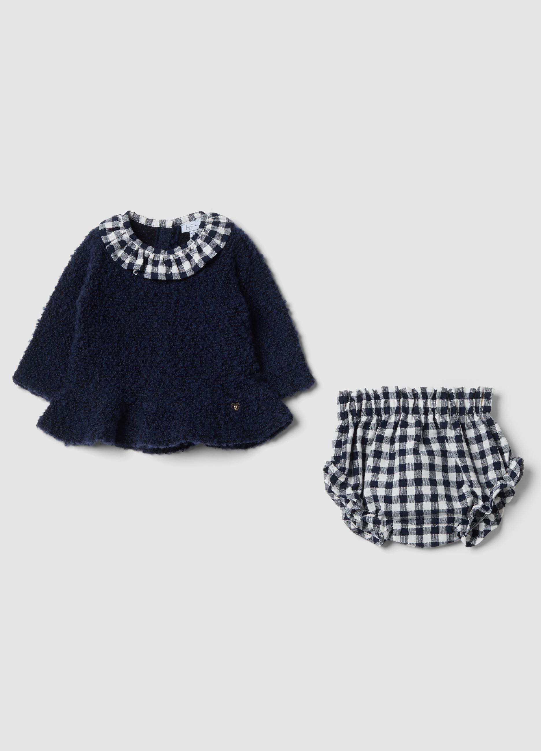 Navy two-piece cotton-blend set