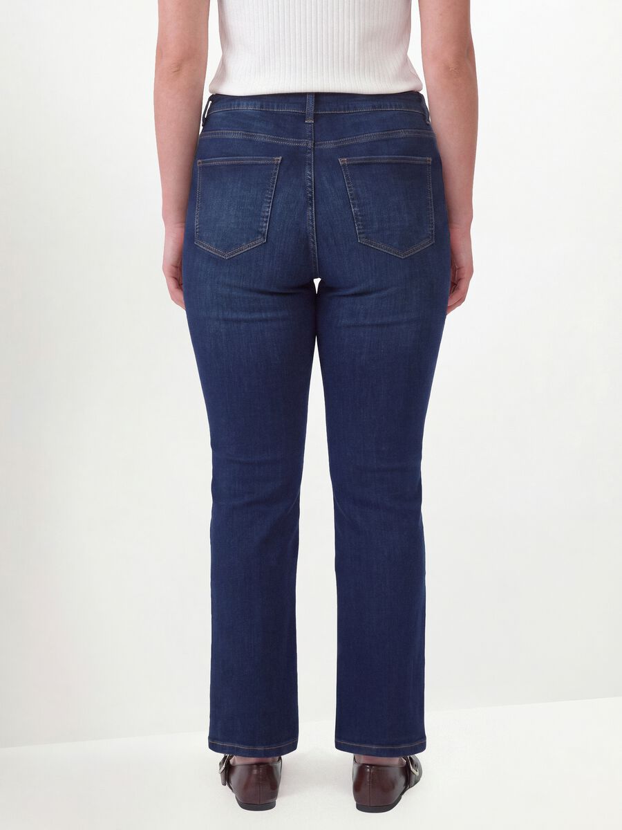 Blue stretch-cotton denim bootcut jeans_3