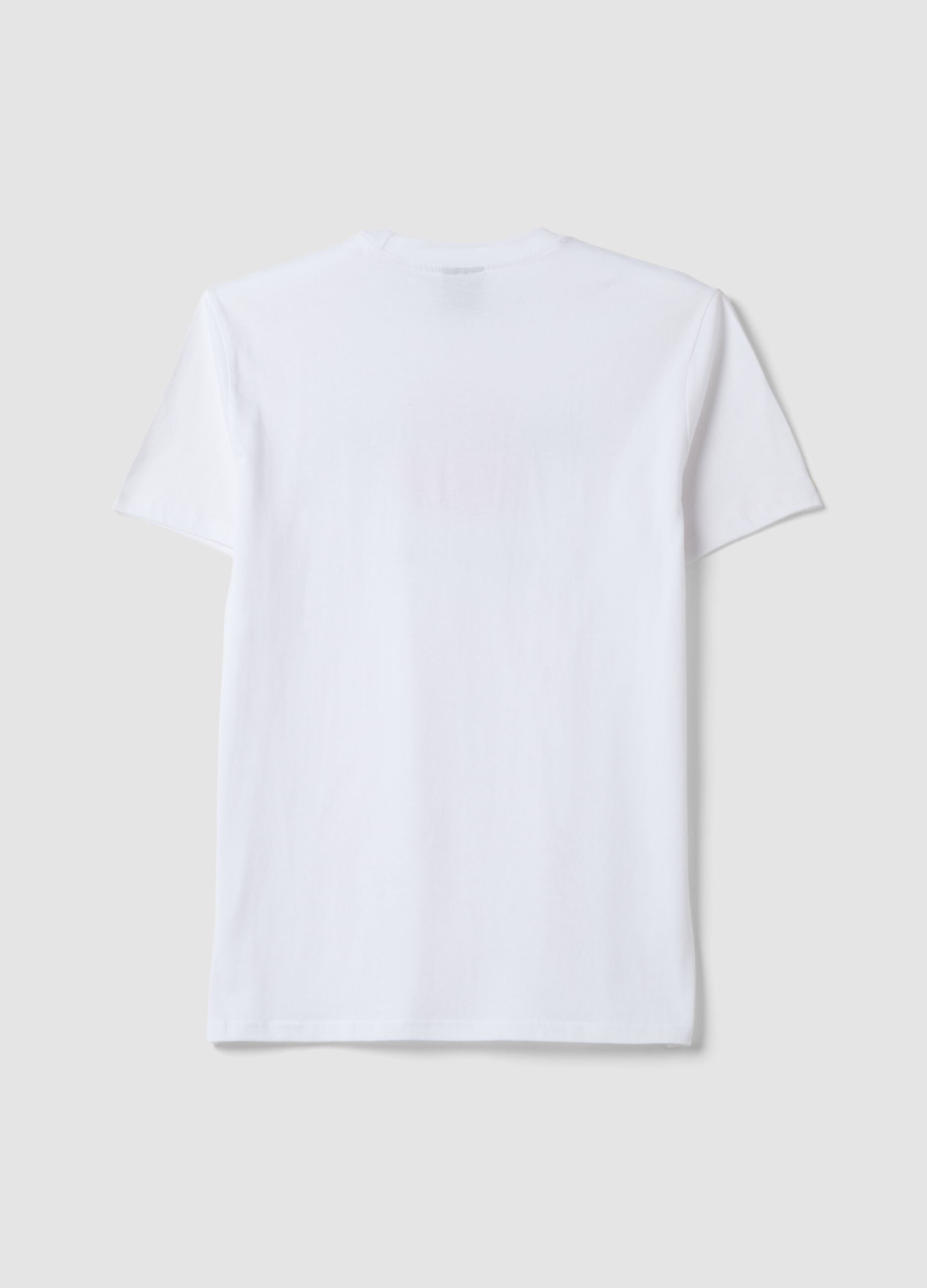 White pure cotton T-shirt with front print