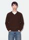 Maglia marrone in puro cotone con scollo profondo a V regular fit_0