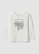 White pure organic cotton T-shirt with bow print for baby girl_0