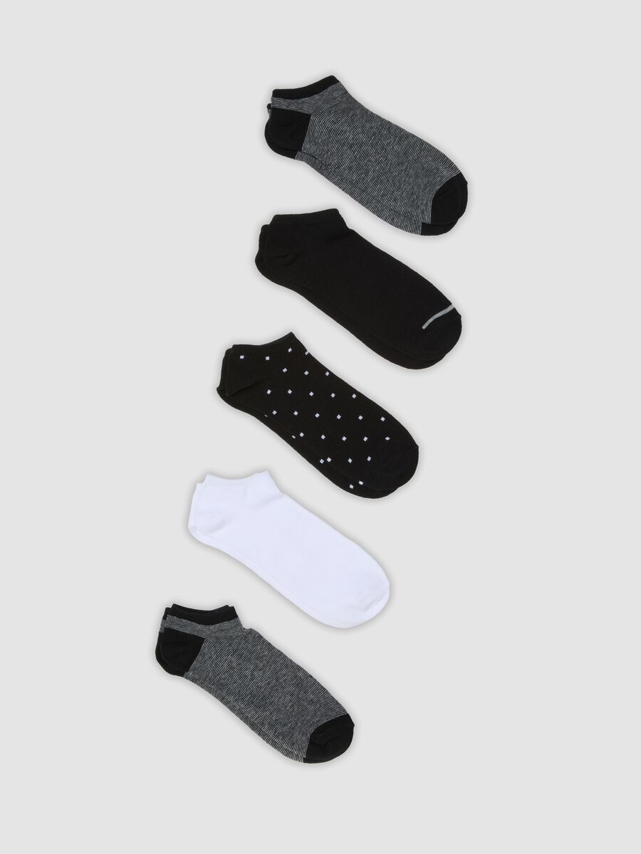 Pack of five multicolour organic cotton ankle sports socks_0