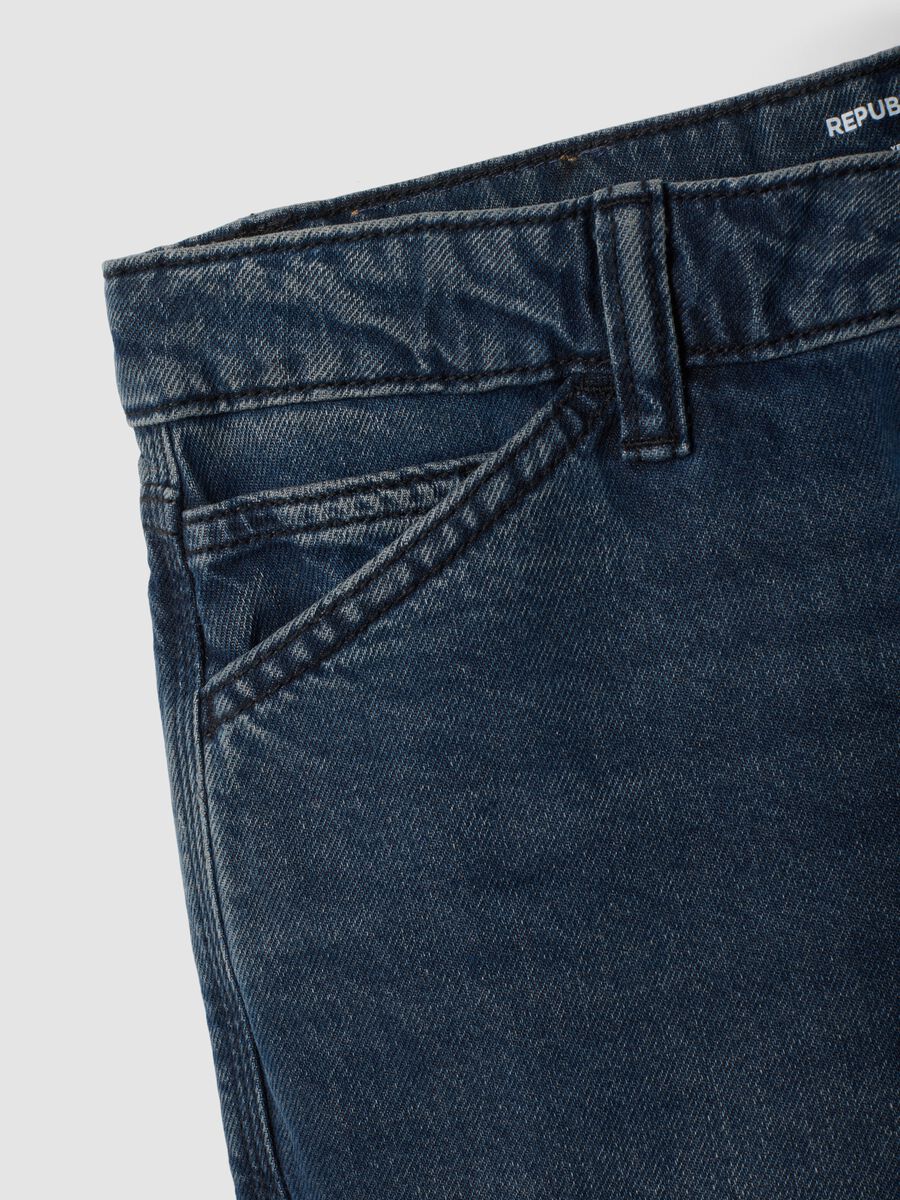 Dark blue straight-fit jeans in pure cotton_2