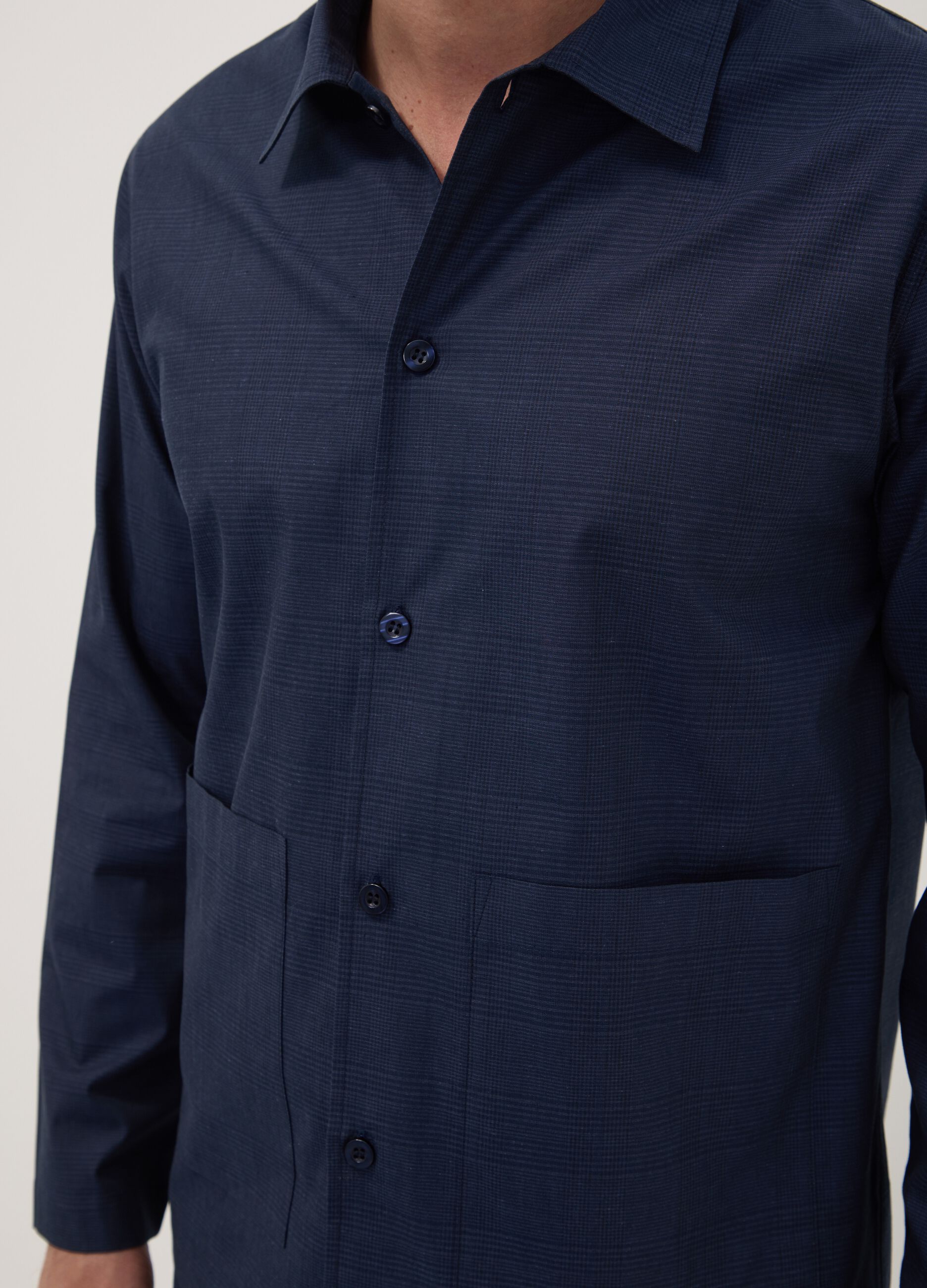 Blue pure organic cotton pyjamas with collar