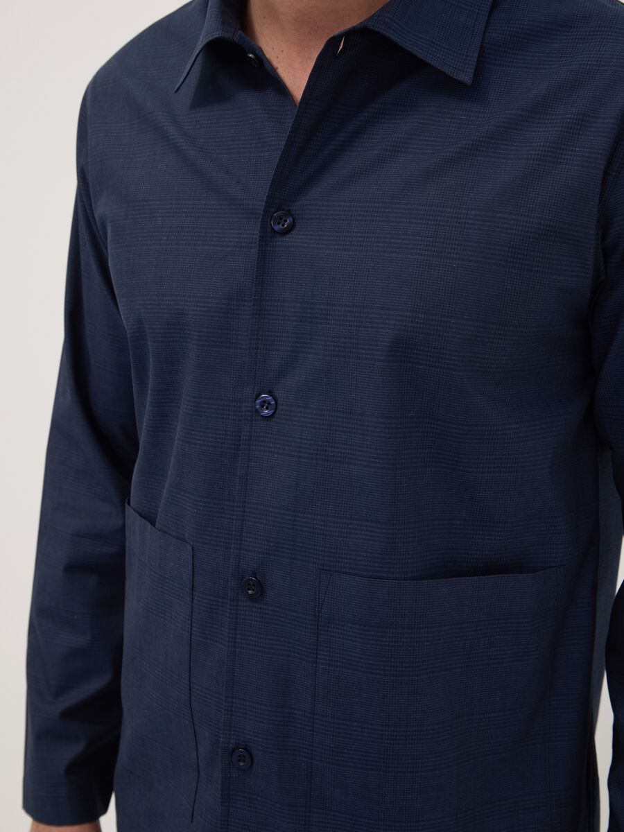 Blue pure organic cotton pyjamas with collar_3