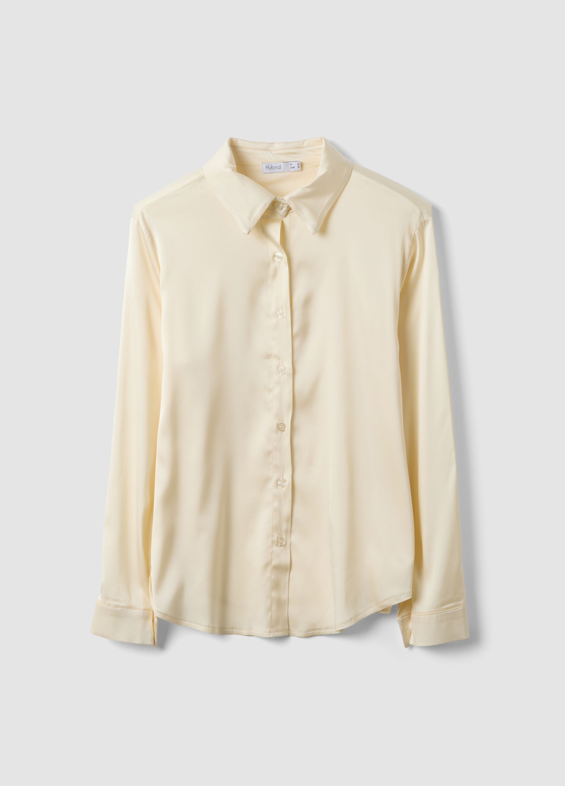 Beige stretch-viscose shacket, regular fit
