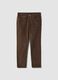 Pantaloni marroni in cotone elasticizzato a coste slim fit_0