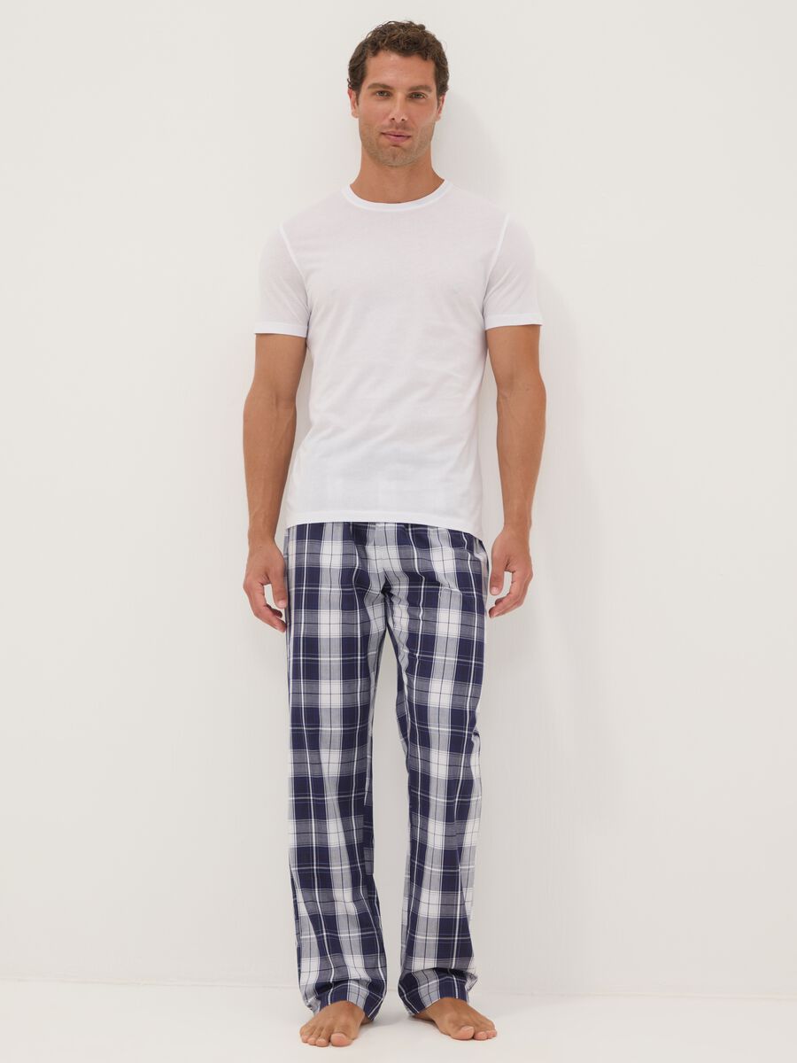 Men&rsquo;s blue organic cotton checked pyjama trousers_0