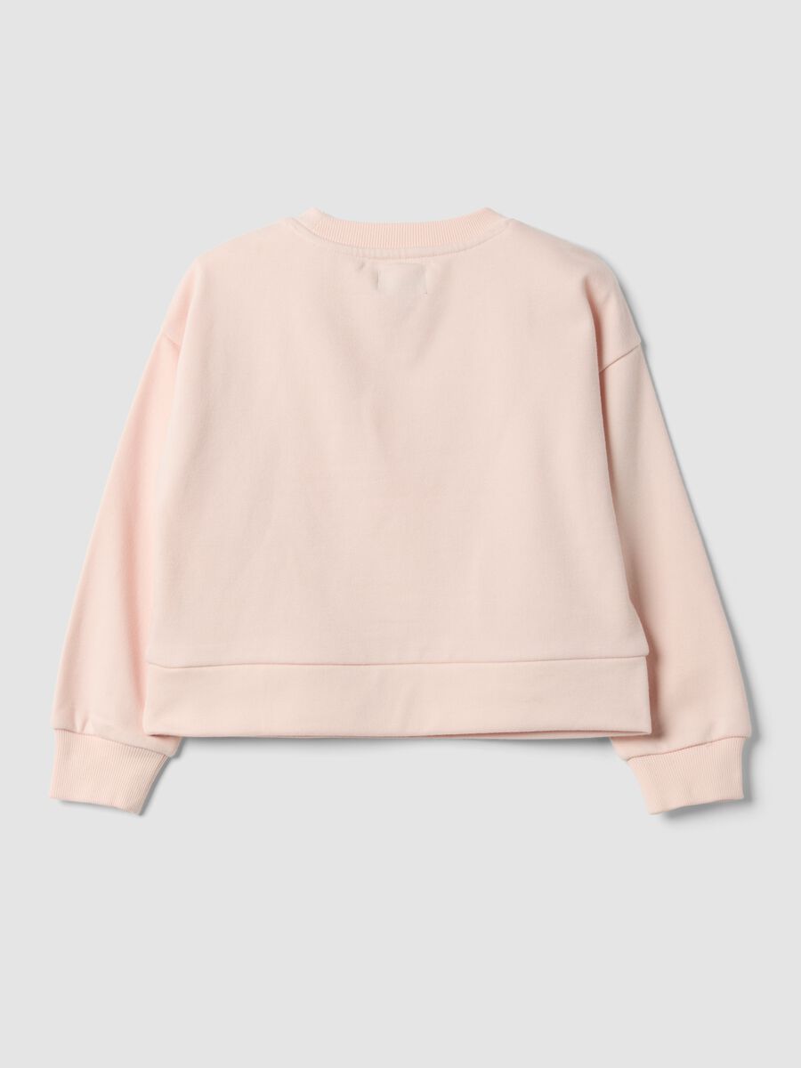 Pink cotton-blend crew-neck sweatshirt with heart_1