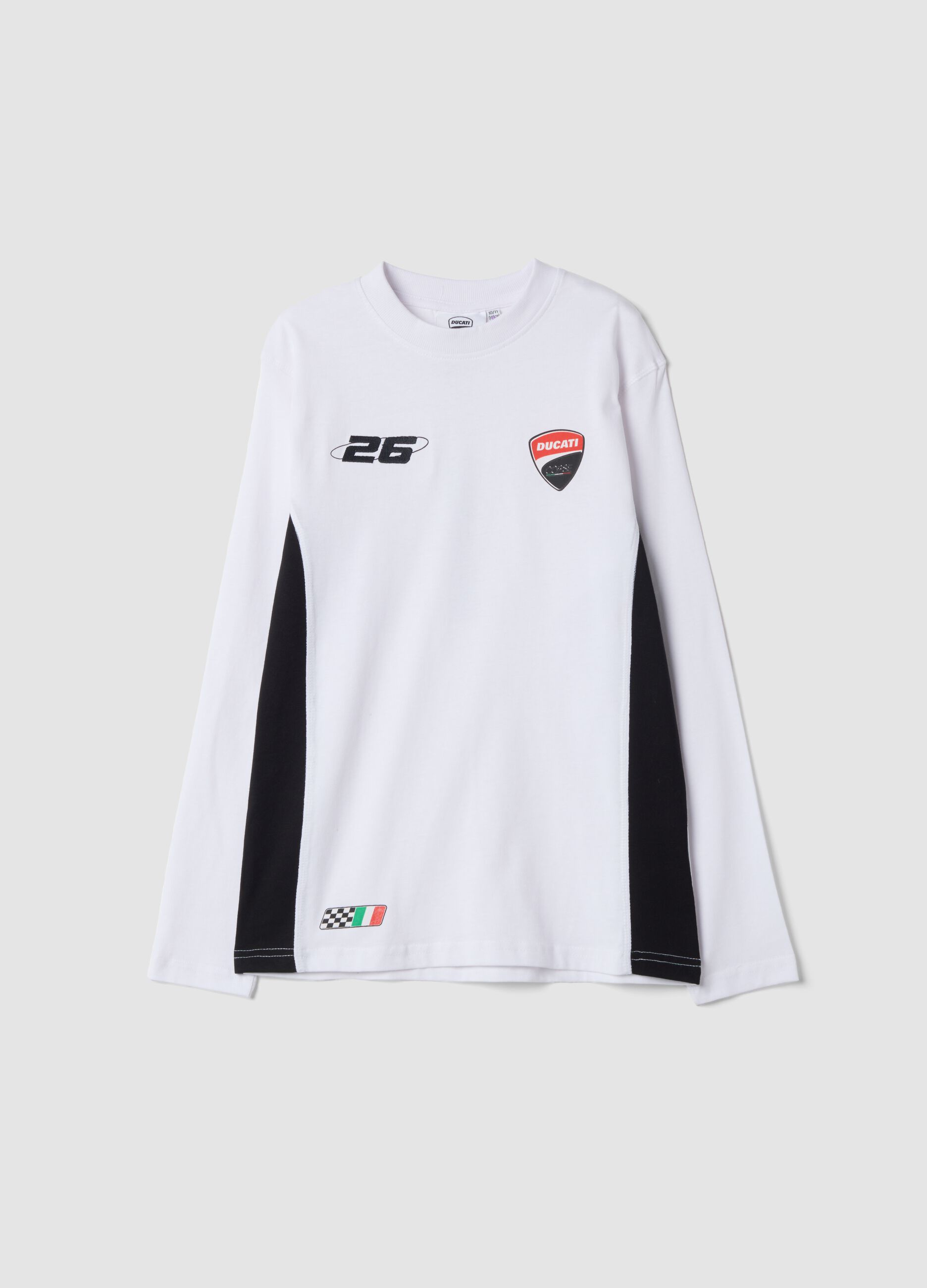 T-shirt bianca in puro cotone con stampe Ducati relaxed fit