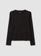 Black pure cotton T-shirt with rhinestone detail_0