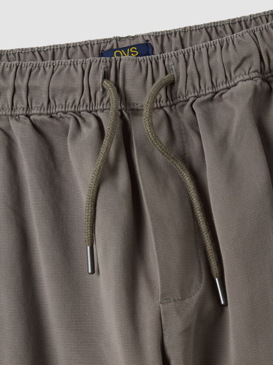Grey stretch cotton joggers with elasticated cuffs, comfort fit_1