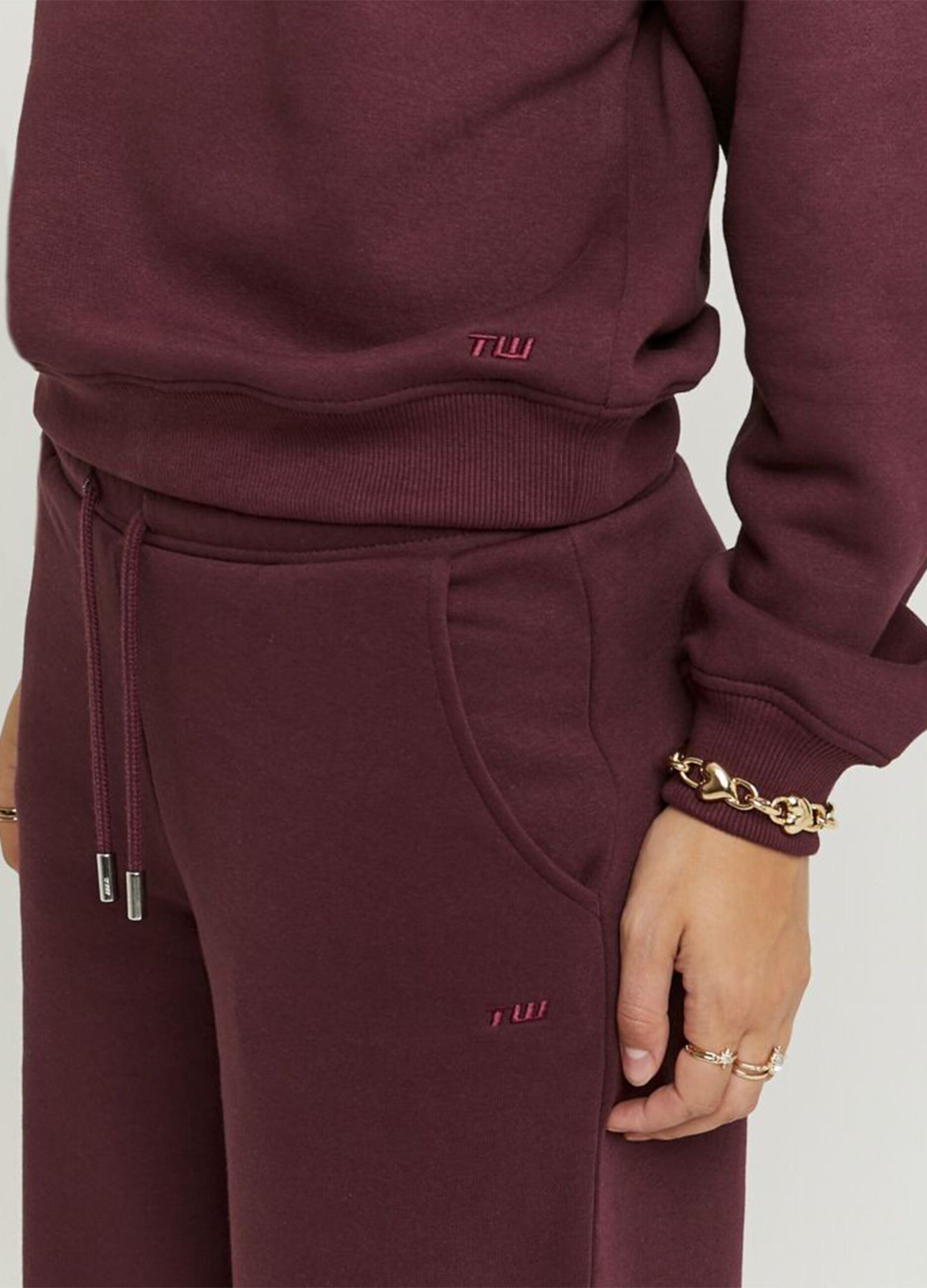Purple Cotton Blend Regular Fit Trousers