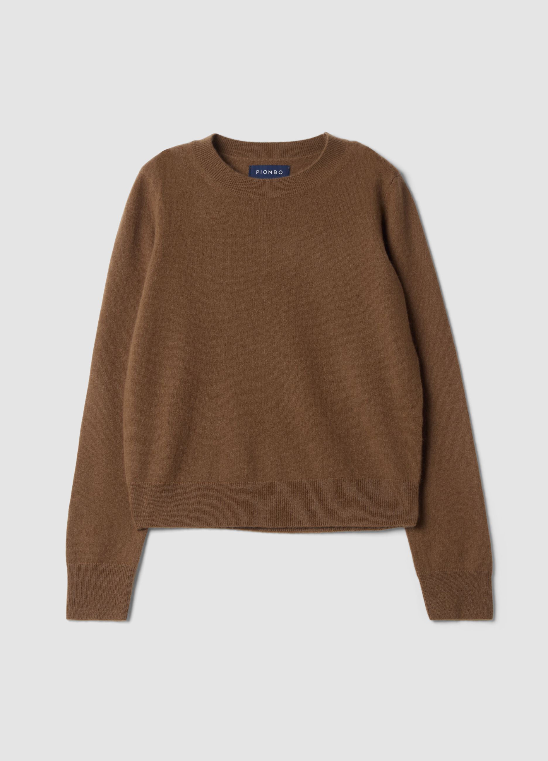 Brown pure cashmere crew-neck jumper