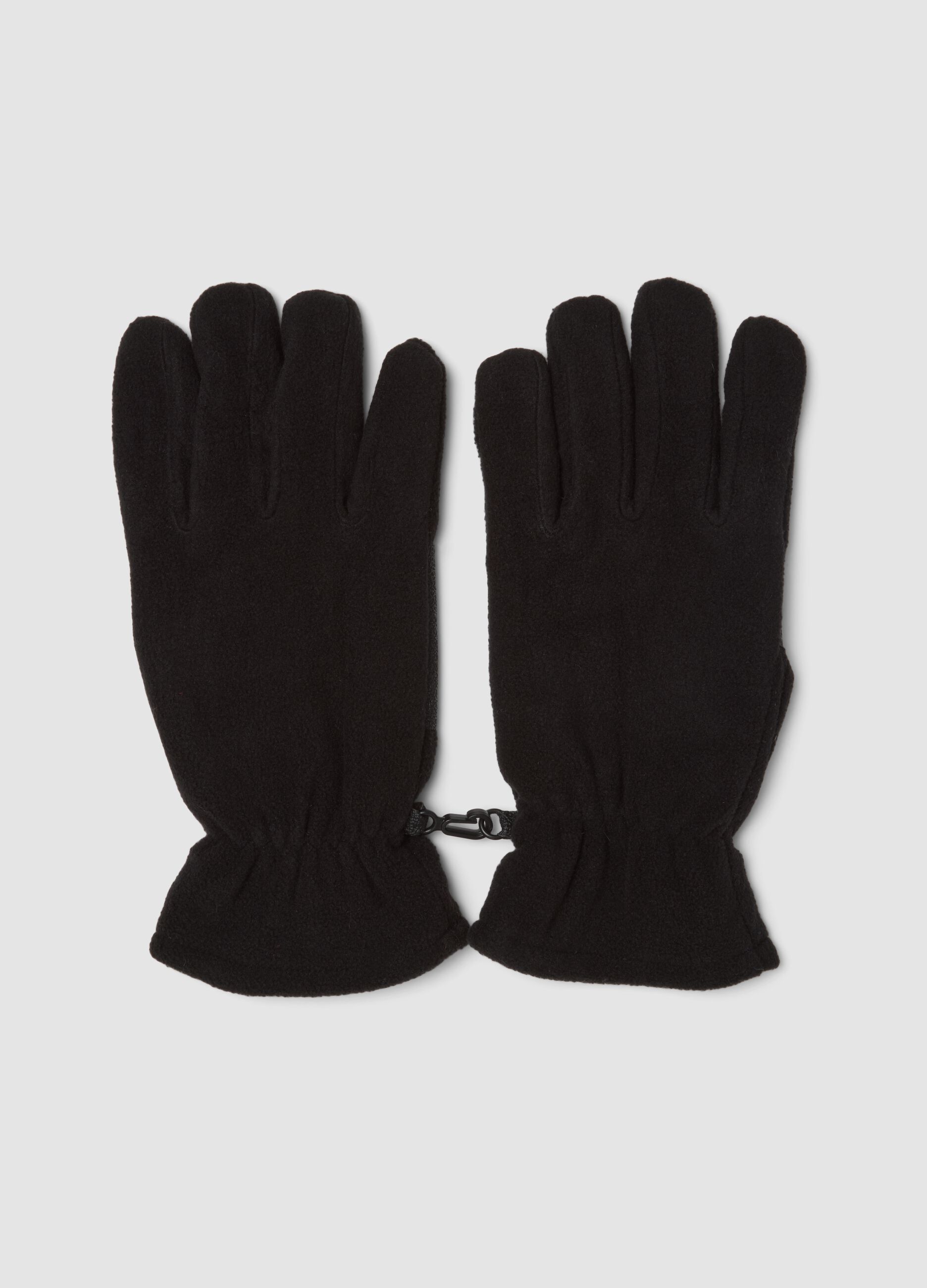 Black fleece gloves with elasticated cuff