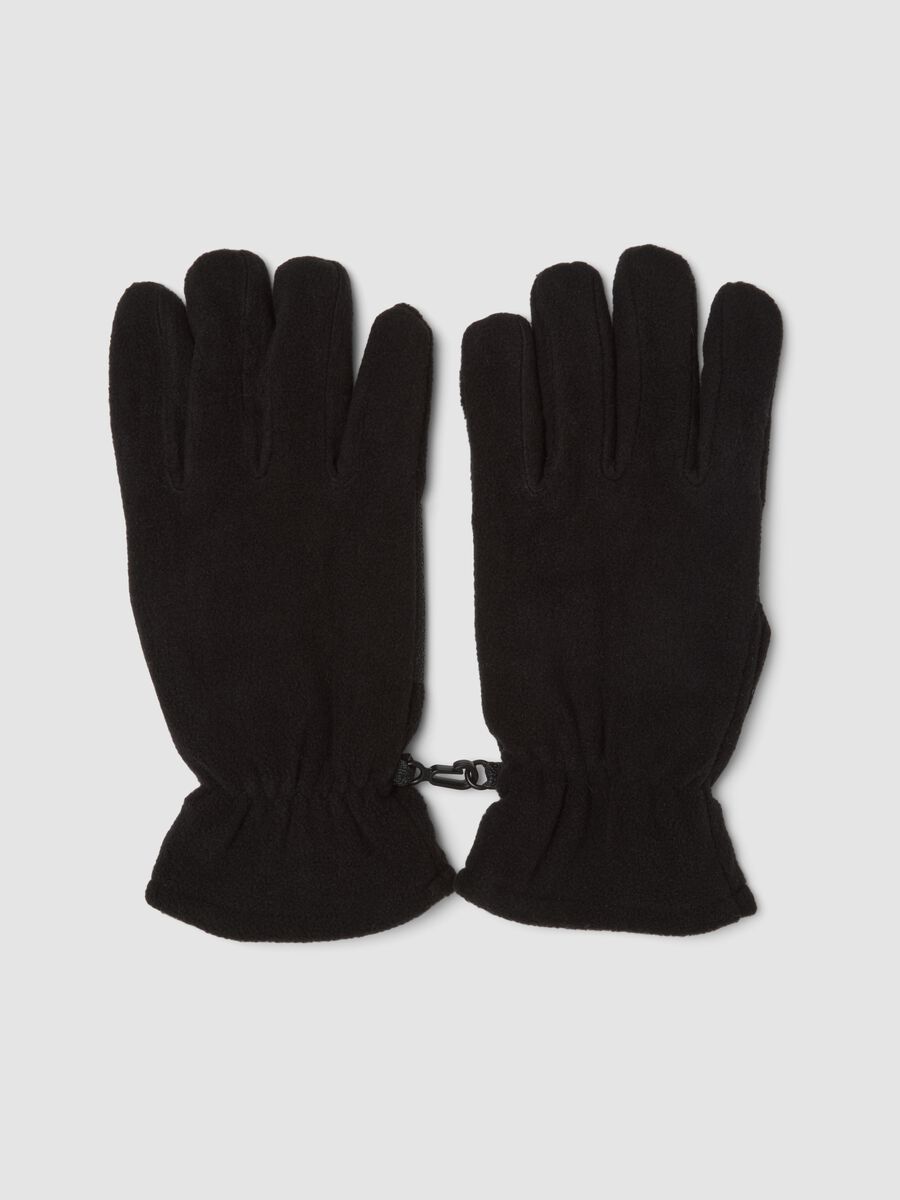 Black fleece gloves with elasticated cuff_0