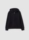 Felpa nera con cappuccio in puro cotone fleece organico relaxed fit_0