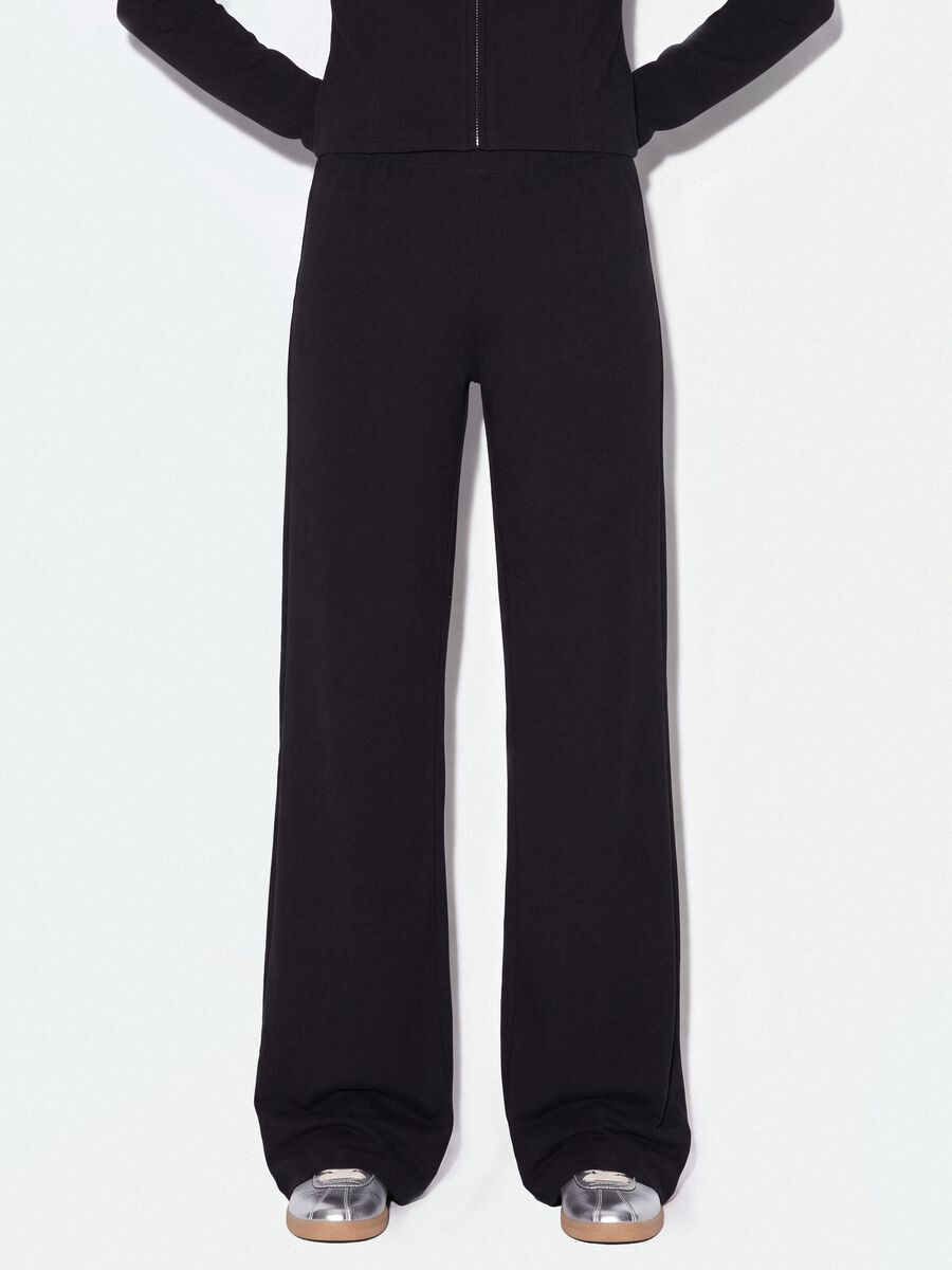 Black flare joggers in pure cotton_1