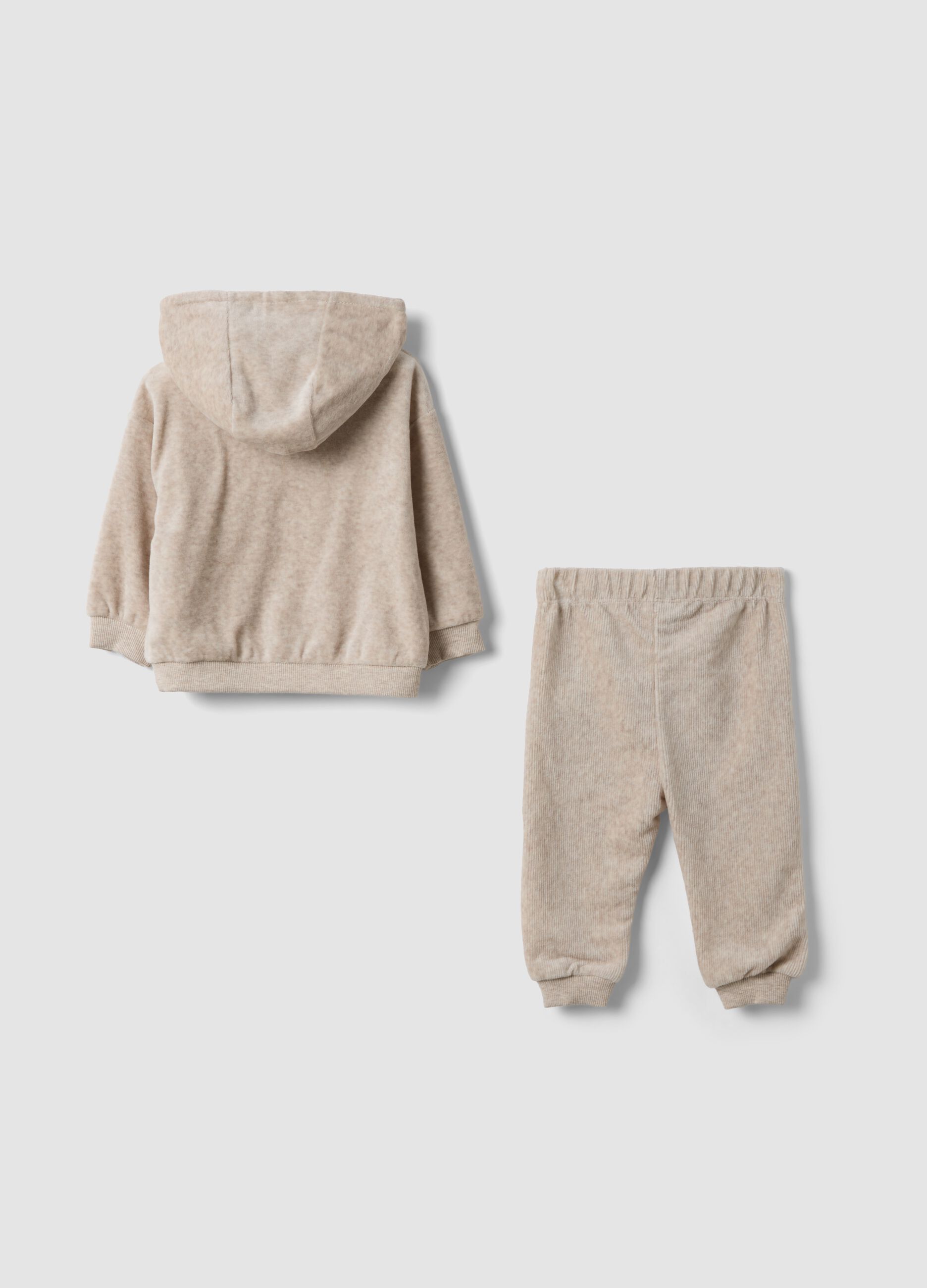 Completo velour beige melange in misto cotone