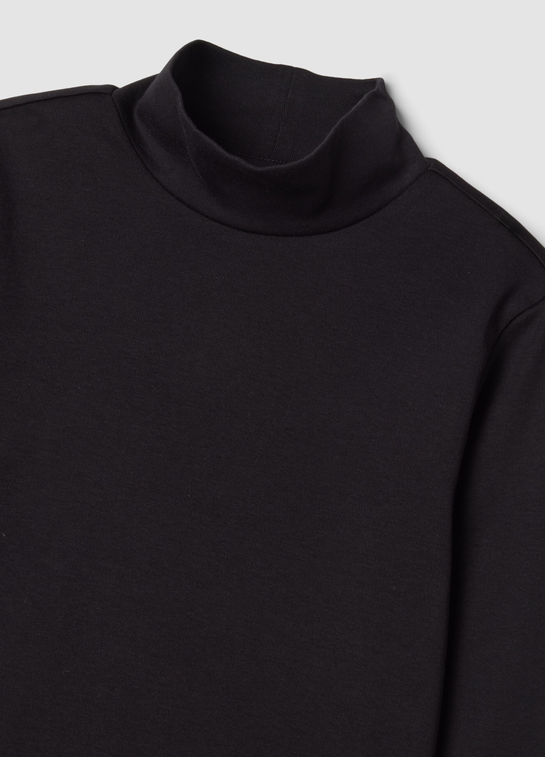 Black pure organic cotton top with high neck