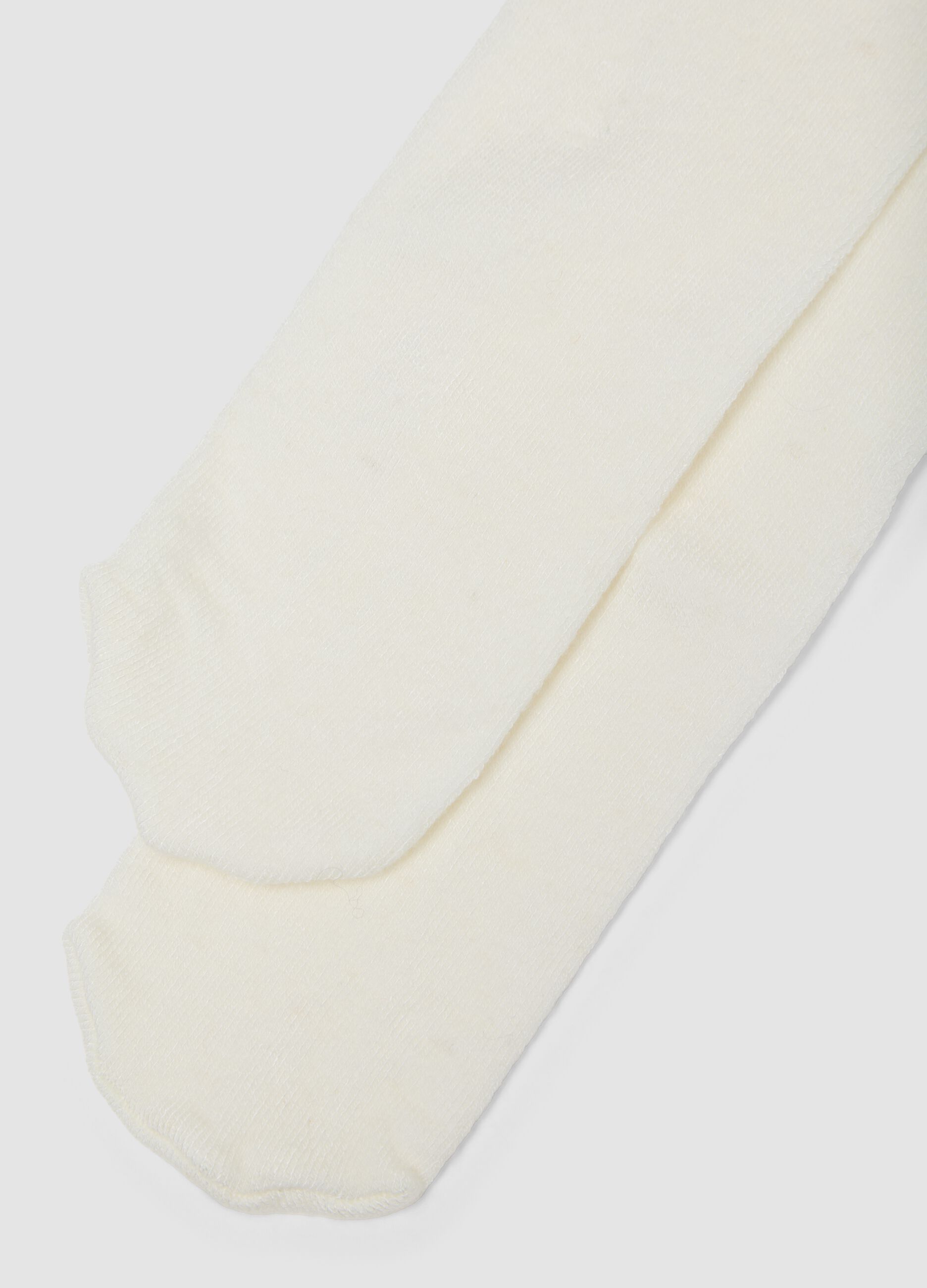 White stretch viscose and cashmere baby tights