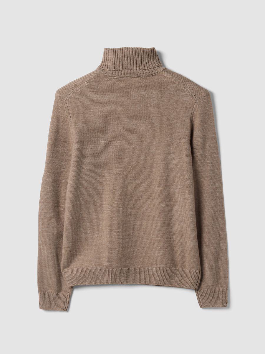 Beige regular-fit roll-neck jumper in jersey knit_2