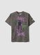 Grey pure cotton crew-neck Minecraft print T-shirt_0