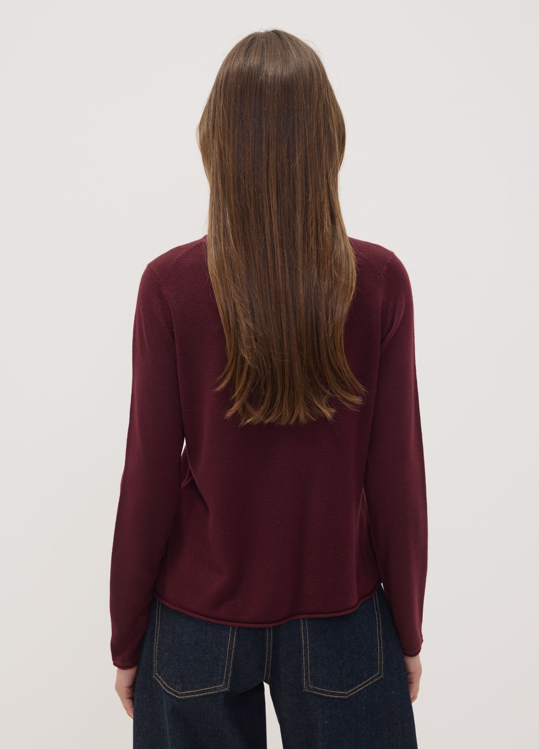 Purple long-sleeved crew-neck top