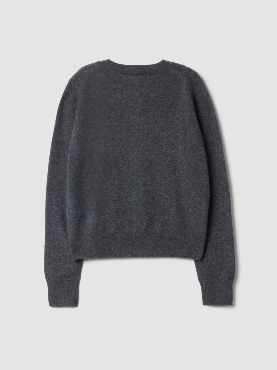 Grey pure cashmere crew-neck cardigan_2