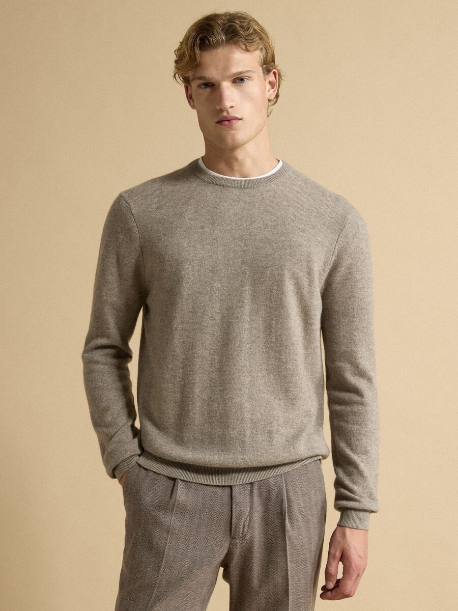 Beige pure cashmere jumper, regular fit_0