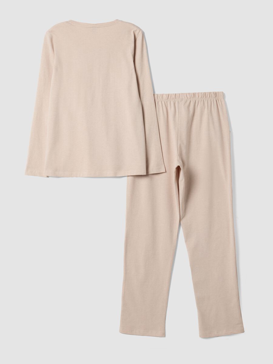 Pigiama beige in misto cotone organico con Collo serafino_2